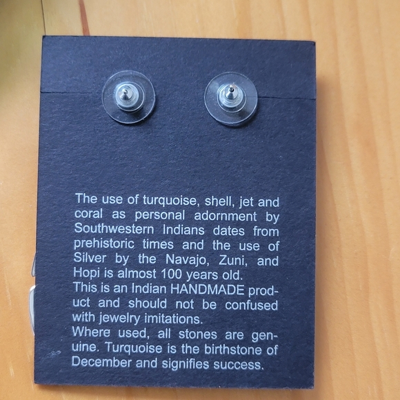 Signed NAVAJO BEN BEGAYE Turquoise Sterling Feather Earrings - Picture 7 of 11